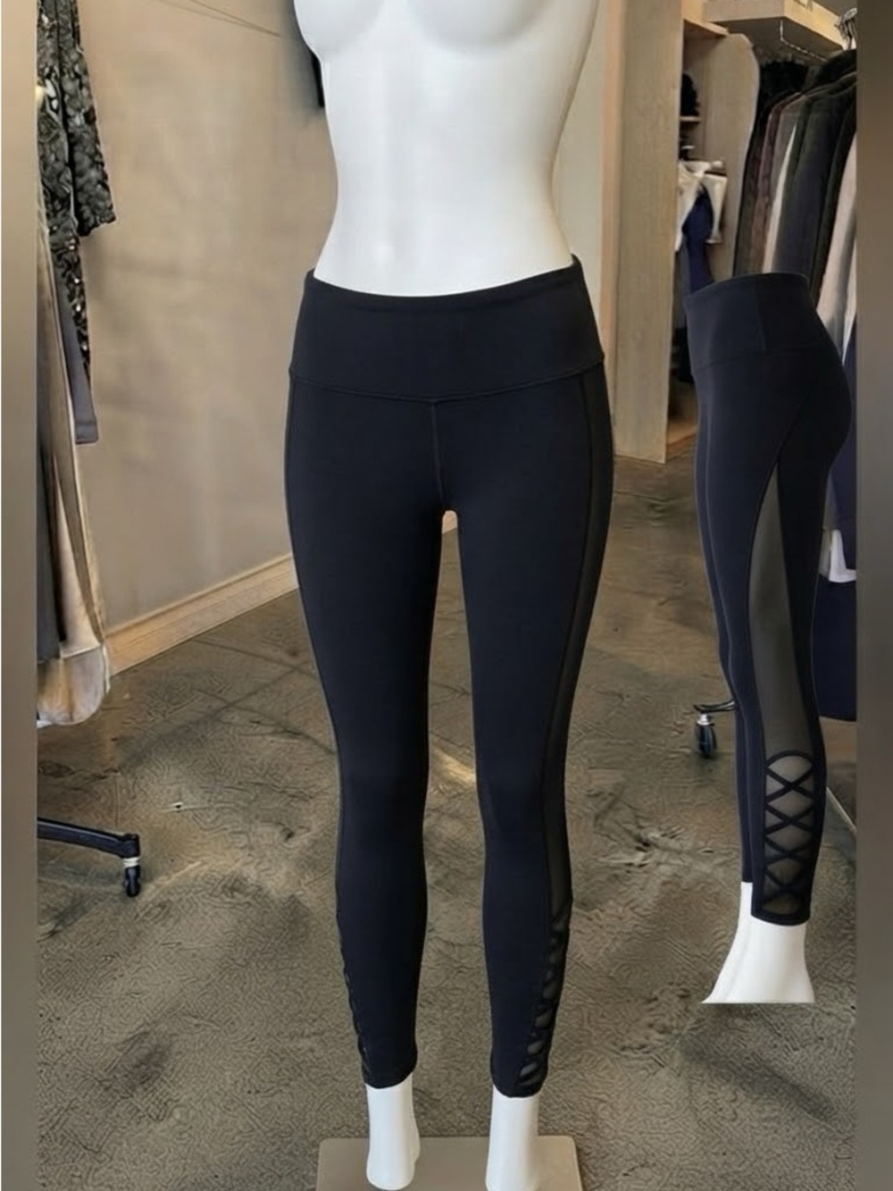 Bally Total Fitness Black Mesh Lattice Cutout Ankle Leggings Yoga Pants Women M